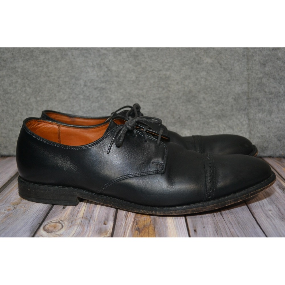 Allen Edmonds Boulevard Shoes Mens 12 D Black Leather‎ Cap Toe Derby Dress 7482